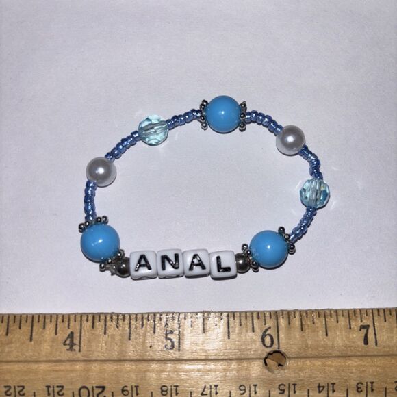 Multicolor “an*l” Bracelet Adult Humor Beaded Handmade Naughty Accessories - Picture 3 of 3